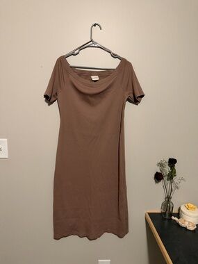 Universal Thread Ribbed Scoop Neck Midi Dress - Mocha